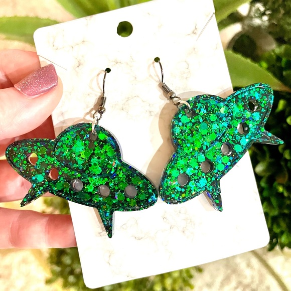 Acrylic Spaceship Earrings - Picture 1 of 9